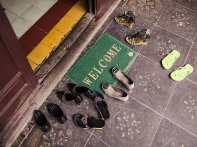 Shoes left outside front door