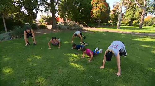 The family-friendly program provides workout options.