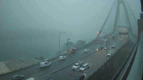 View of the storm from Anzac Bridge in Sydney