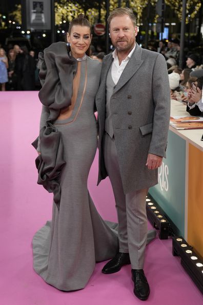 Kate Walsh and Andrew Nixon arrive for the World Premiere of the Netflix Series "Emily in Paris" season 3, at the Theatre des Champs Elysees, in Paris, Tuesday, December 6, 2022 