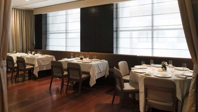 The dinning room at Ai Fiori restaurant at The Langham Hotel on 5th Avenue, NYC 