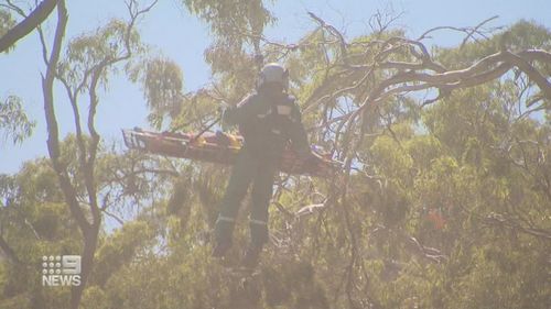 Trapped and unable to move, rescue crews were forced to call for the chopper to airlift the man out.