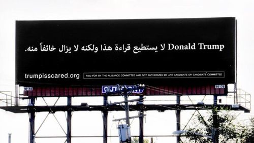 Arabic billboard takes aim at Donald Trump