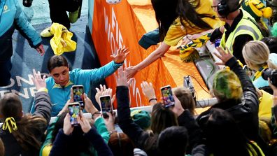 Soccer Football - FIFA Women&#x27;s World Cup Australia and New Zealand 2023 - Third Place Playoff - Sweden v Australia - Brisbane Stadium, Brisbane, Australia - August 19, 2023 Australia&#x27;s Sam Kerr with fans after losing the third place playoff 