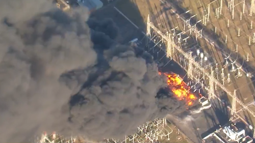 Smoke billowed from the substation in Wollongong south of Sydney.