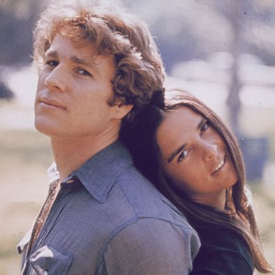 Ryan O'Neal and Ali MacGraw in a still from the film, Love Story, directed by Arthur Hiller, 1970. 