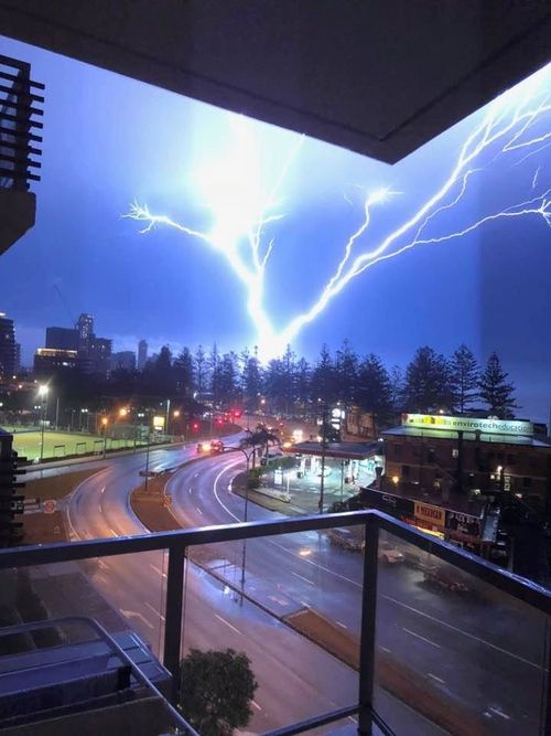 Clair Higham sent in this picture of a lightning clap over Burleigh Heads. (Picture: Claire Higham)