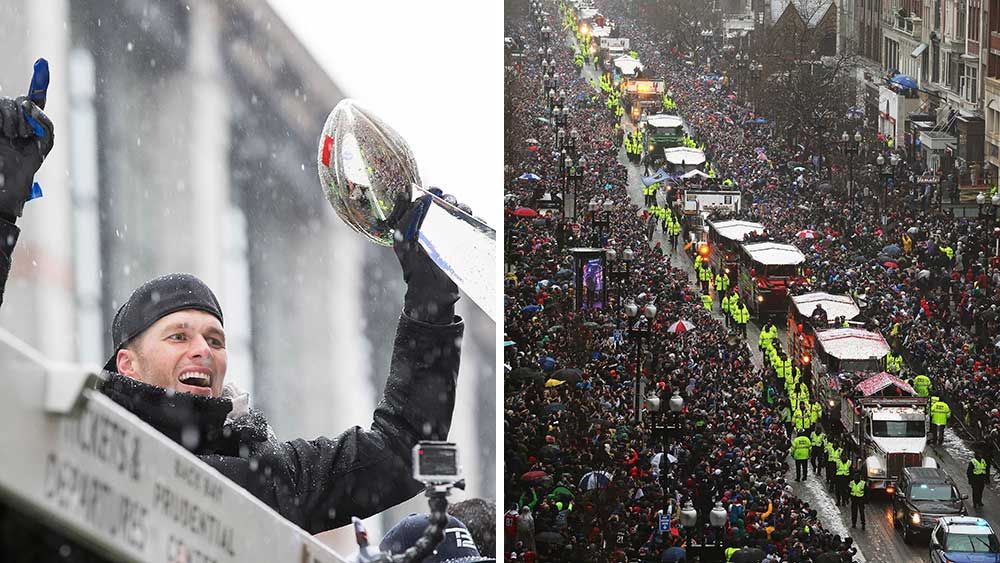 Patriots parade through the Boston snow