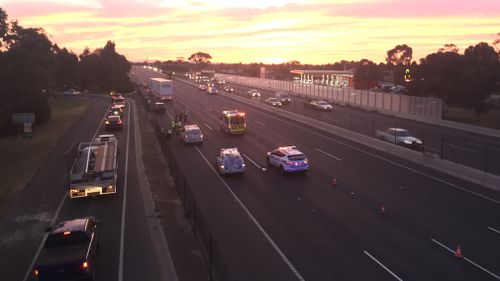 A pedestrian has been killed after being struck by a vehicle on the Princes Freeway at Laverton, south-west of Melbourne.