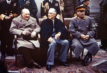 Where did Allied leaders first meet to discuss Europe's post-World War II division?