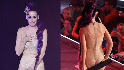 Dare to bare: Katy Perry reveals too much in nude bodysuit, and she knows it