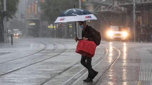 Heavy rain batters Sydney CBD.