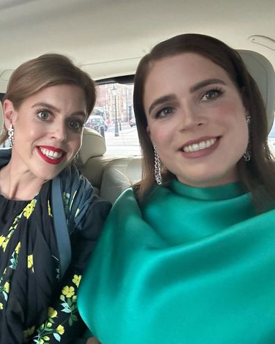 Princess Beatrice and Princess Eugenie in a selfie taken on the night of the 2023 Vogue World event in London.