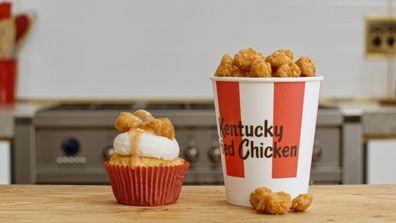 KFC Popcorn Chicken cupcakes topped with Potato and Gravy