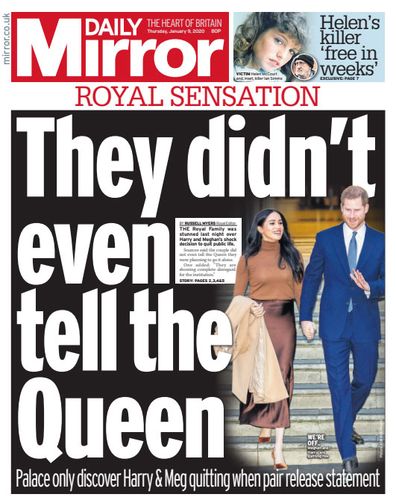 British newspapers react to Prince Harry and Meghan Markle's shock move