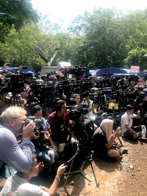 Some of the world's media as the Thai cave rescue drama unfolded. (Supplied)