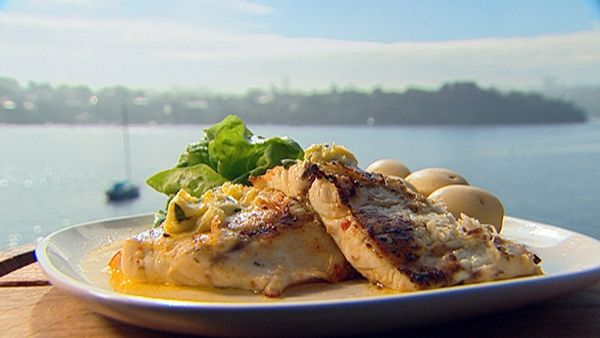 Suzuki mulloway with provencal marinade and taragon butter