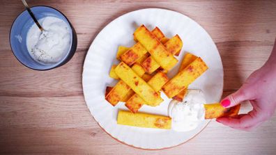 Cheesy, crunchy polenta chips