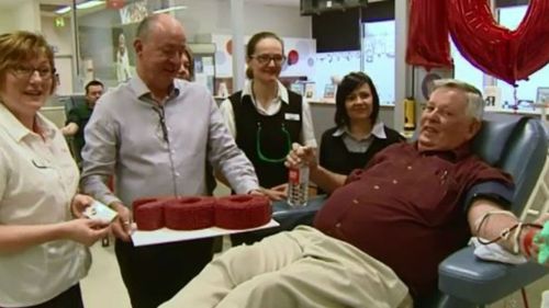 Victorian man honoured after becoming state’s biggest blood donor 