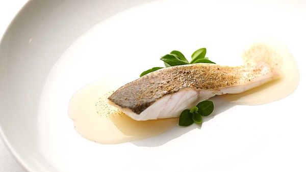 Mark Best's steamed Murray cod with pink onions, capers and lemon balm