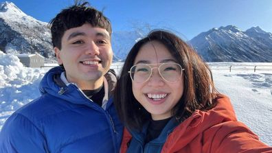 Evelyn Loh and boyfriend, Keenan Kulisa-Tunhla, on their holiday at Aoraki Mount Cook.