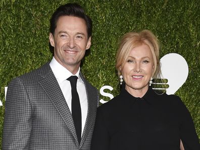 Hugh Jackman and wife Deborra-Lee Furness attend the God's Love We Deliver Golden Heart Awards at Spring Studios on Tuesday, Oct. 16, 2018, in New York. 