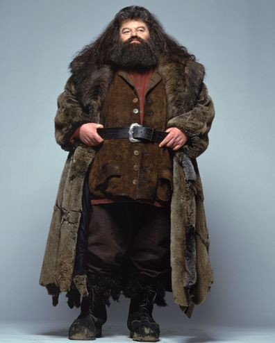 Robbie Coltrane in costume as Hagrid for Harry Potter and The Philosophers Stone