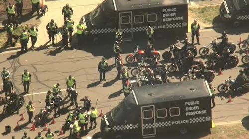 Victoria Police are filtering the bikies through their checkpoint in Sunshine West. 