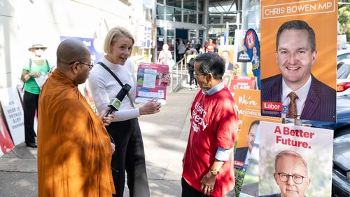 Kristina Keneally out at election booths in Fowler in Fairfield ahead of the federal election. 