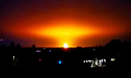 A large explosion near the city of Oxford lit up the night sky.