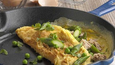Recipe:&nbsp;<a href="http://kitchen.nine.com.au/2016/05/05/13/54/asparagus-pea-and-tuna-omelette" target="_top">Asparagus, pea and tuna omelette</a>