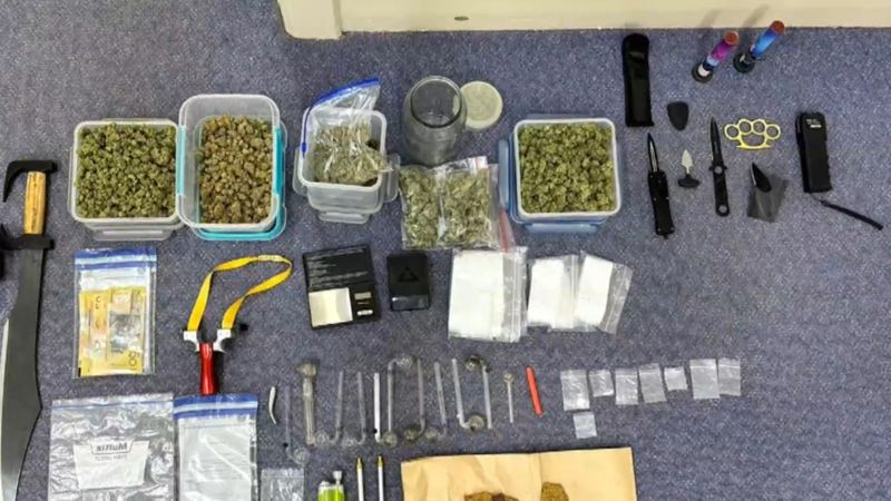Weapons and drugs allegedly seized at home | Nine.com.au