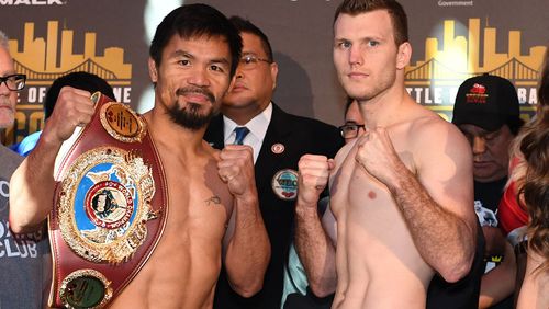 Manny Pacquiao and Jeff Horn. (File image)
