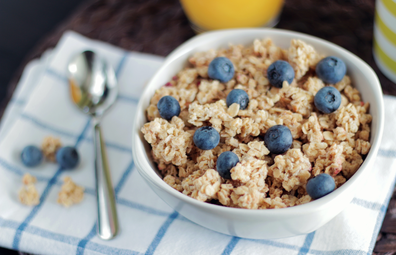 Stock photo of cereal with blueberries