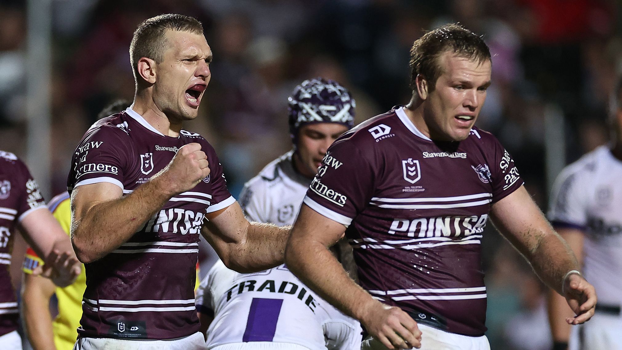 SYDNEY, AUSTRALIA - APRIL 14: during the round seven NRL match between Manly Sea Eagles and Melbourne Storm at 4 Pines Park on April 14, 2023 in Sydney, Australia. (Photo by Cameron Spencer/Getty Images)