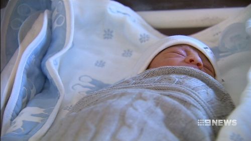 Little Raymon was welcomed by Melbourne couple Zahra and Ali Hani at 12.20am  (9NEWS)