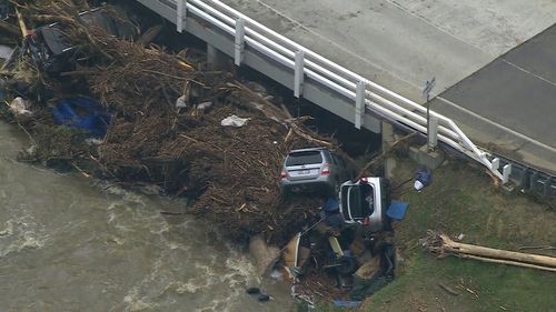 Cars were swept away when the Cumberland River flooded near the Great Ocean Road in Victoria.
