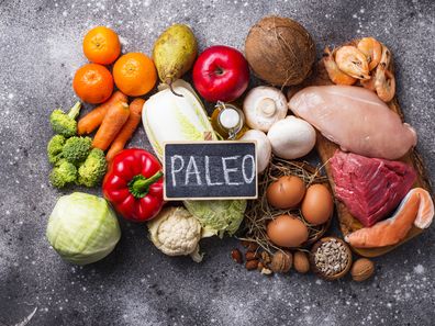 Paleo diet.  Healthy products high in protein and low in carbohydrates