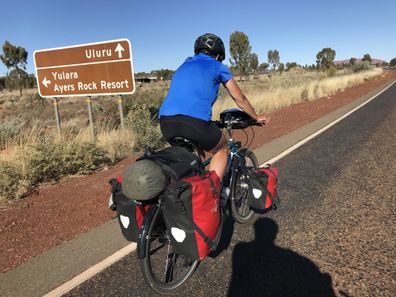 Elke Ott on a bike trip through Australia in 2023.