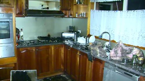 The blaze began in the kitchen while Ms Rafei was cooking. (9News)