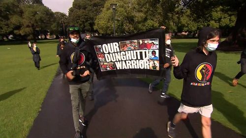 The protest was organised by by the family of Aboriginal man David Dungay Junior, who died in Long Bay Jail in December 2015.