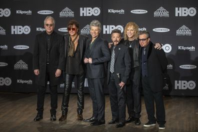 Inductees Hugh McDonald, Richie Sambora, Jon Bon Jovi, Alec John Such, David Bryan and Tico Torres of Bon Jovi attend the 33rd Annual Rock & Roll Hall of Fame Induction Ceremony at Public Auditorium on April 14, 2018 in Cleveland, Ohio. 