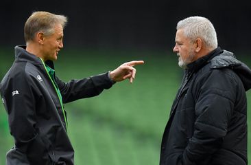 Ireland coach Joe Schmidt and Wales coach Warren Gatland at the  Aviva Stadium in Dublin.