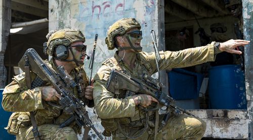 Australian soldiers during military exercises.