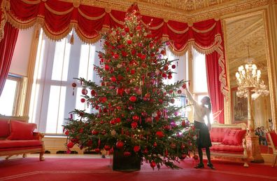 Christmas tree in the Crimson Drawing Room at Windsor Castle 