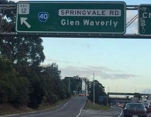 The exit sign on the Monash Freeway. (Twitter).