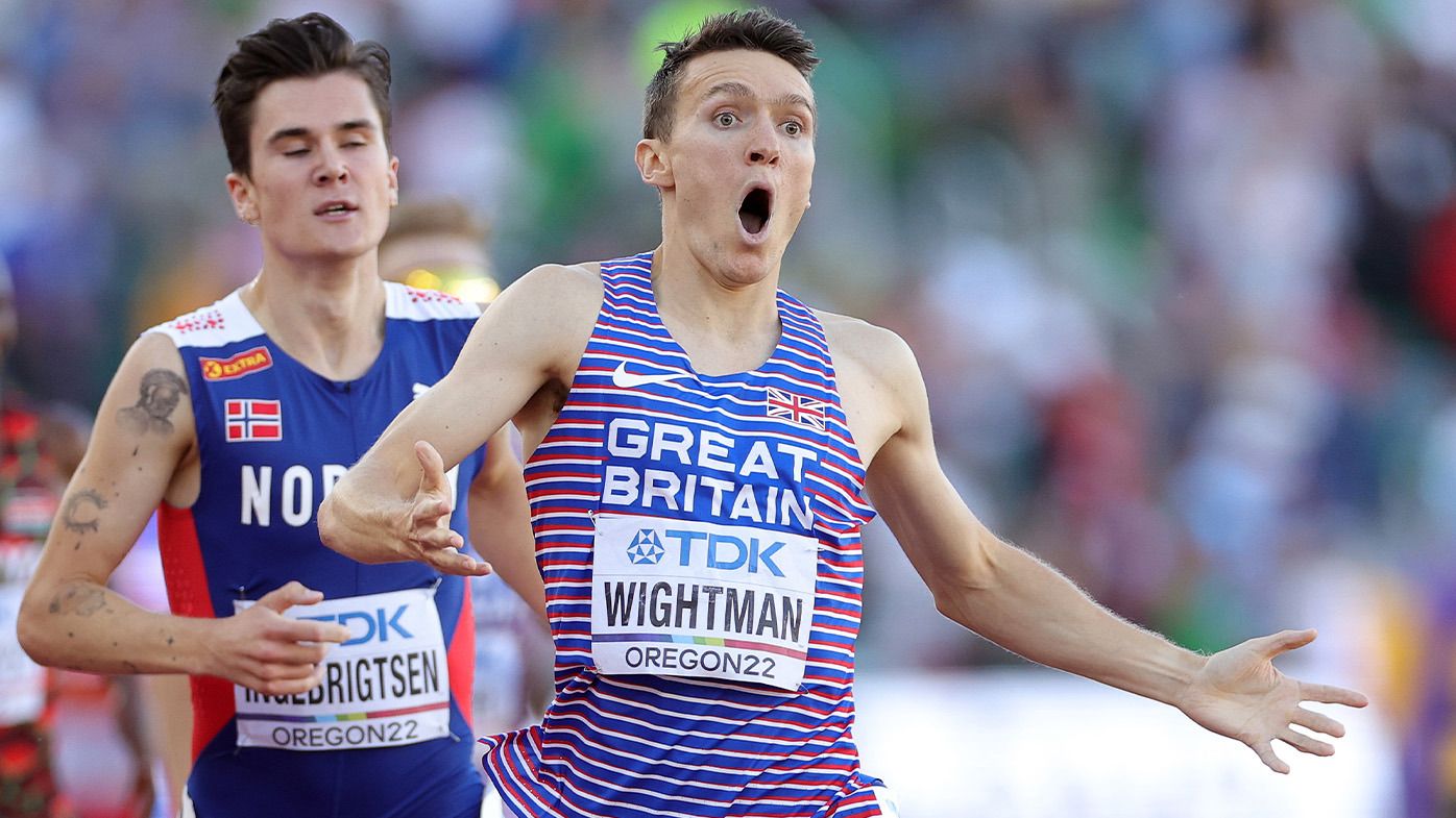 Jake Wightman shocks the athletics world and himself as he beats Jakob Ingebrigtsen to gold at the 2022 world titles.