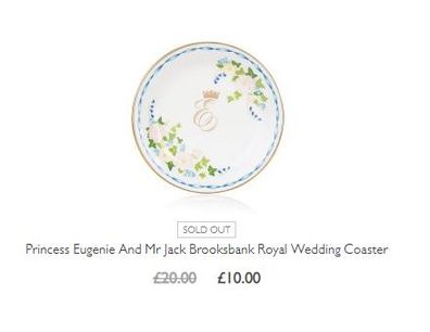 A coaster commemorating the wedding of Eugeine and Jack is still online despite being sold out.