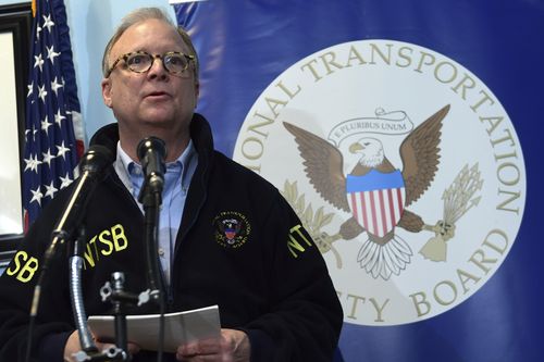 National Transportation Safety Board Chairman Robert Sumwalt confirmed the flight suffered an 'apparent in-flight failure of the left engine'. Picture: AP