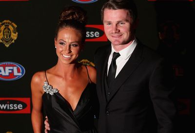 Fellow Adelaide player Patrick Dangerfield with his partner Mardi Harwood.